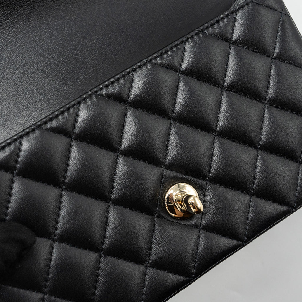 CHANEL TOP HANDLE MINI RECTANGULAR FLAP BAG LAMBSKIN BLACK LGHW(MICROCHIP)