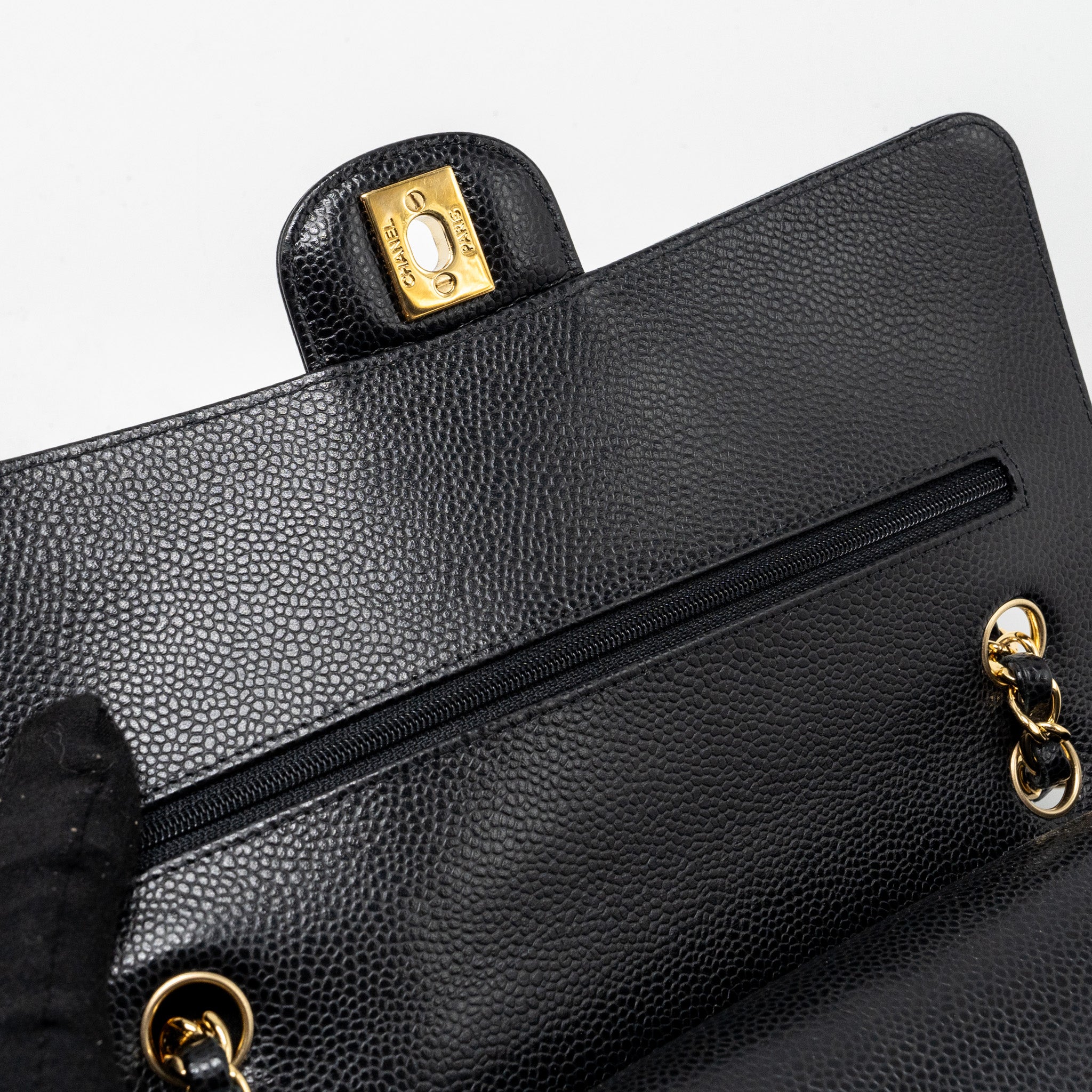 CHANEL MEDIUM CLASSIC DOUBLE FLAP BAG CAVIAR BLACK GHW
