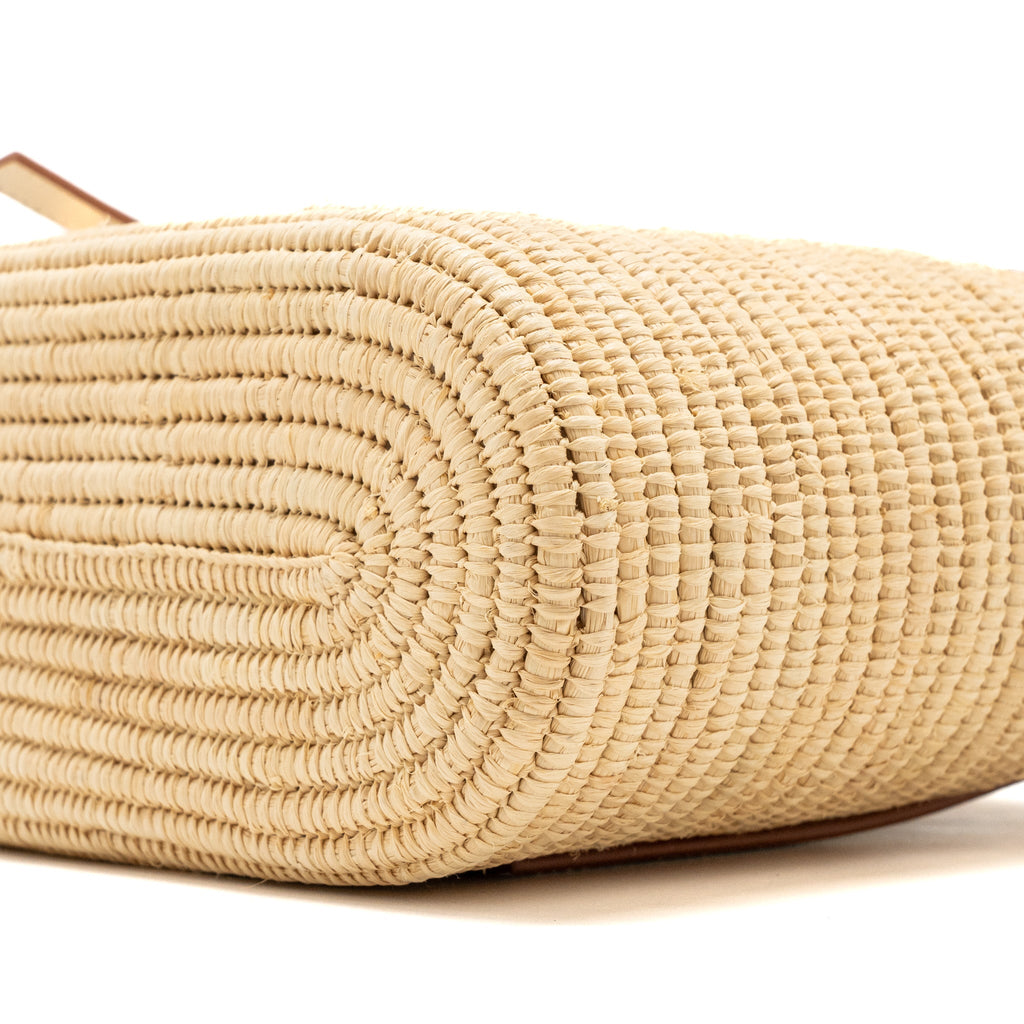 LOEWE SMALL SQUARE BASKET BAG RAFFIA/ CALFSKIN WHITE SHW