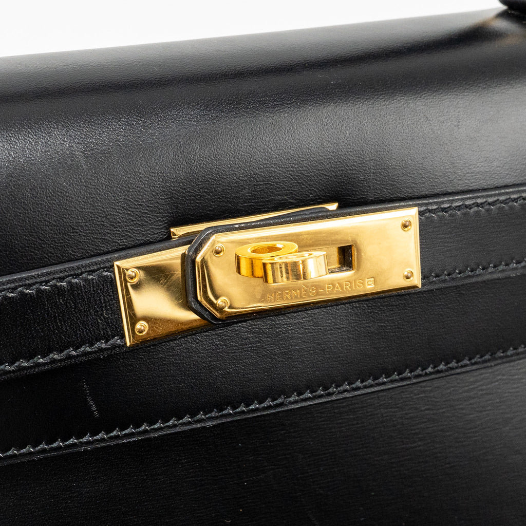 HERMES KELLY 32 BOX BLACK GHW