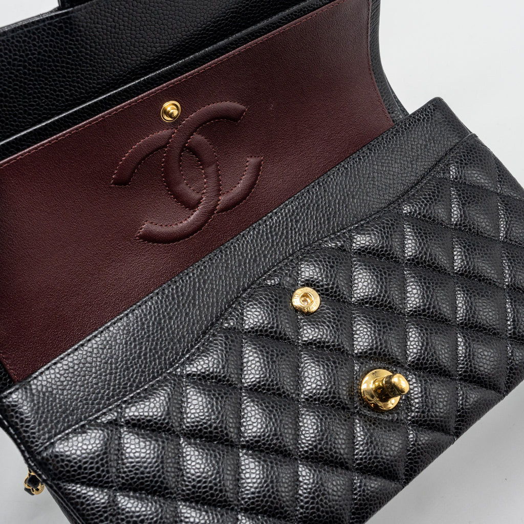 CHANEL MEDIUM CLASSIC DOUBLE FLAP BAG CAVIAR BLACK GHW