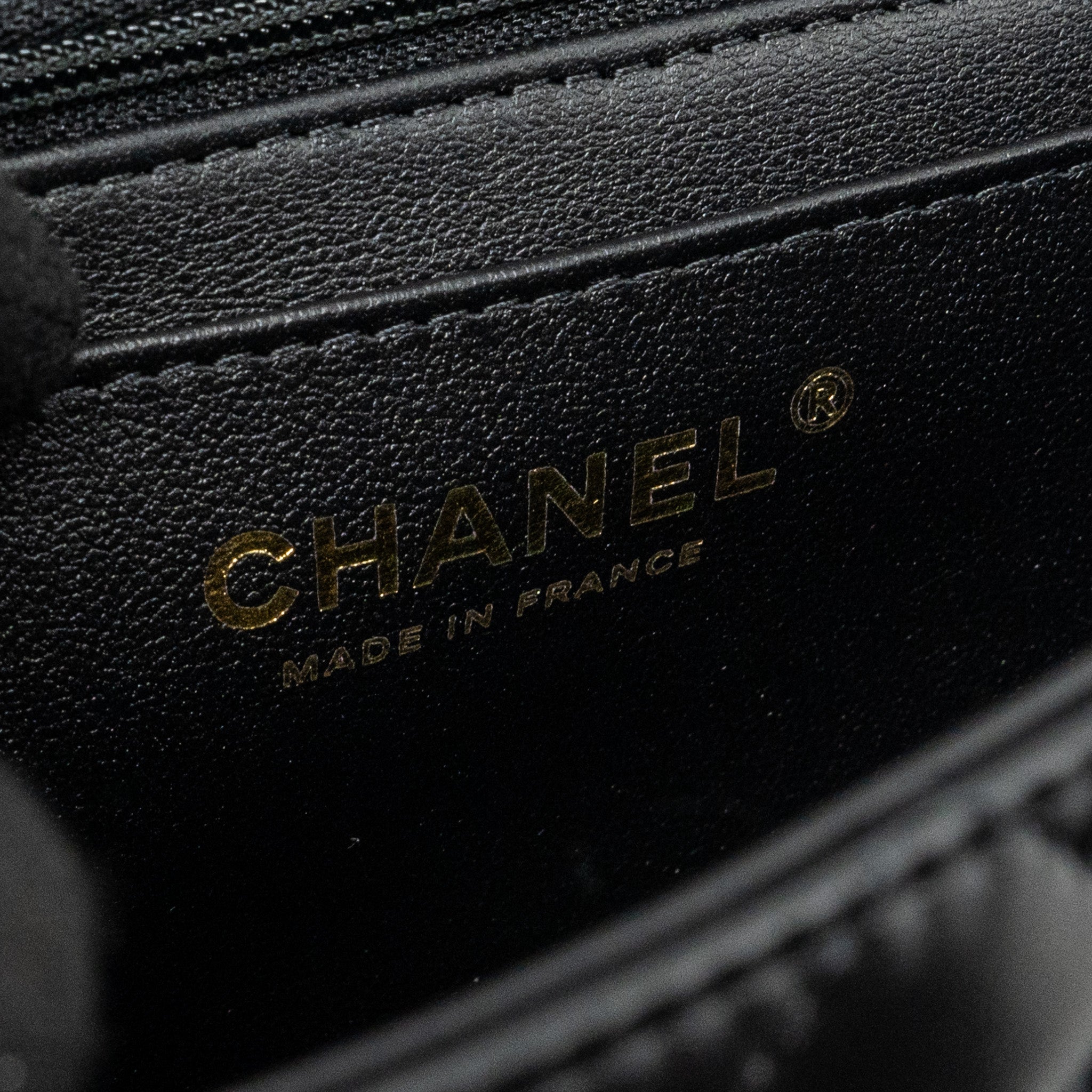 CHANEL TOP HANDLE MINI RECTANGULAR FLAP BAG LAMBSKIN BLACK LGHW(MICROCHIP)