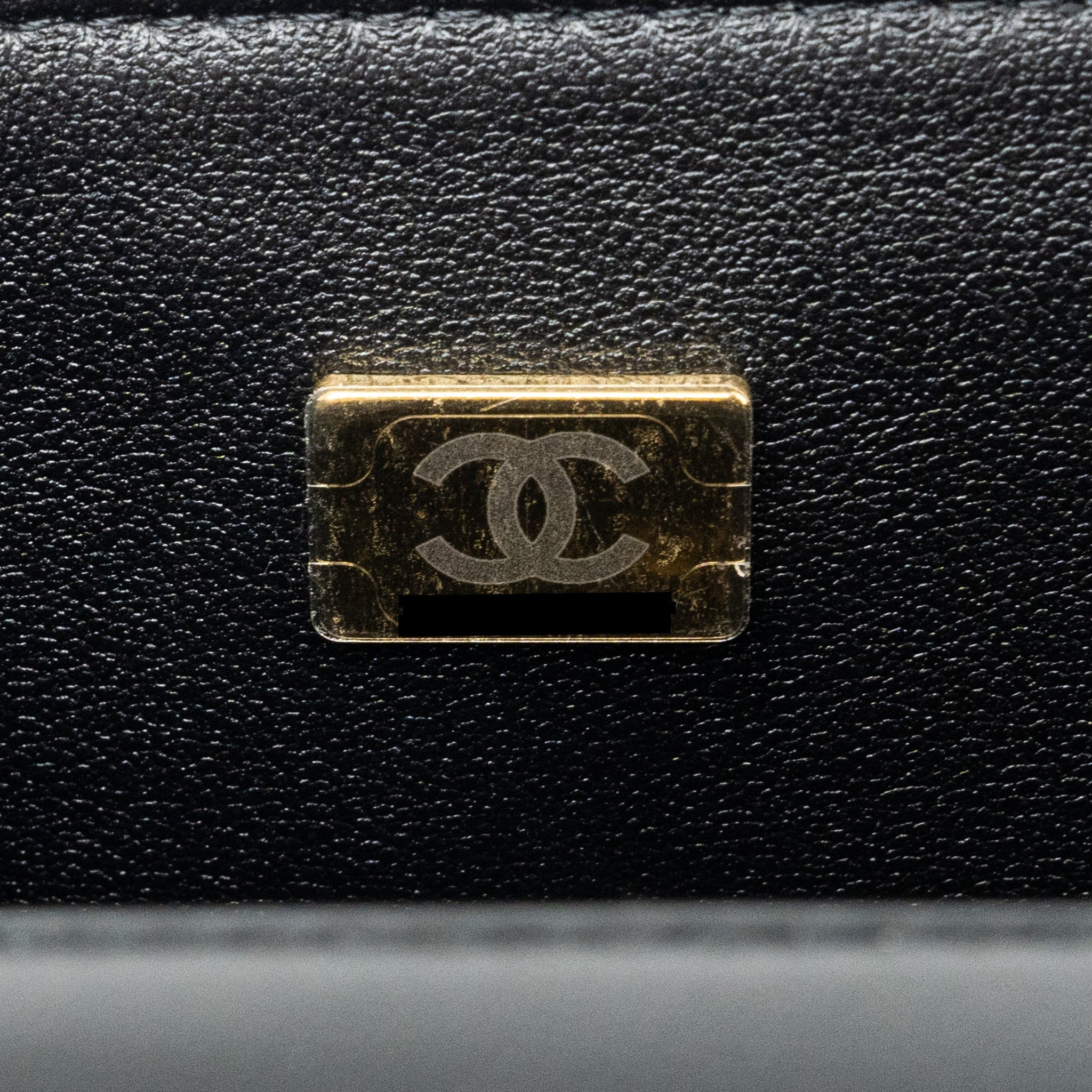 CHANEL TOP HANDLE MINI RECTANGULAR FLAP BAG LAMBSKIN BLACK LGHW(MICROCHIP)
