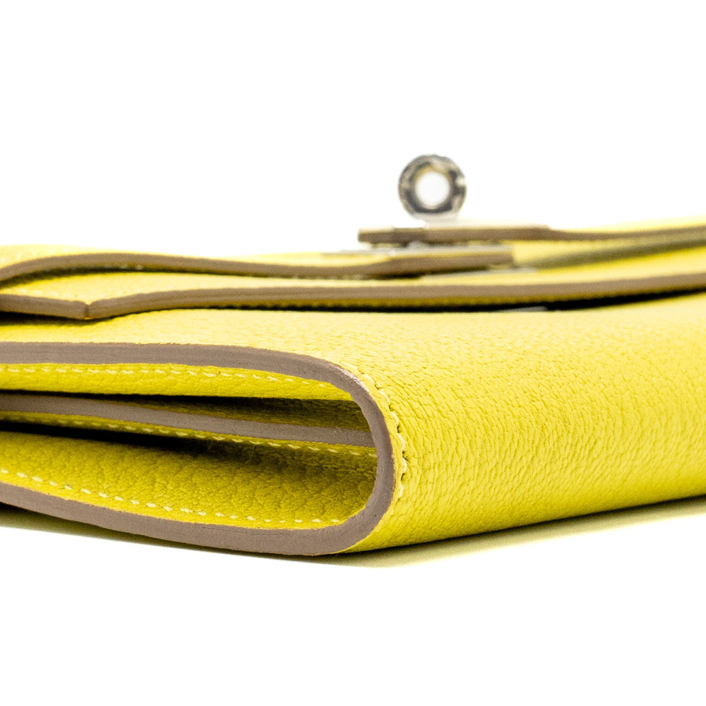 HERMES KELLY LONG WALLET CHEVRE MYSORE 9R LIME SHW