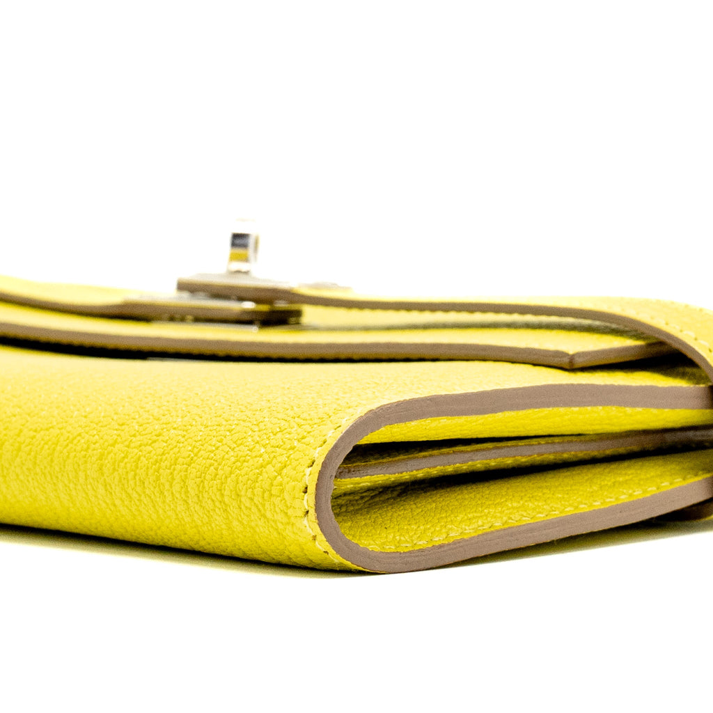 HERMES KELLY LONG WALLET CHEVRE MYSORE 9R LIME SHW