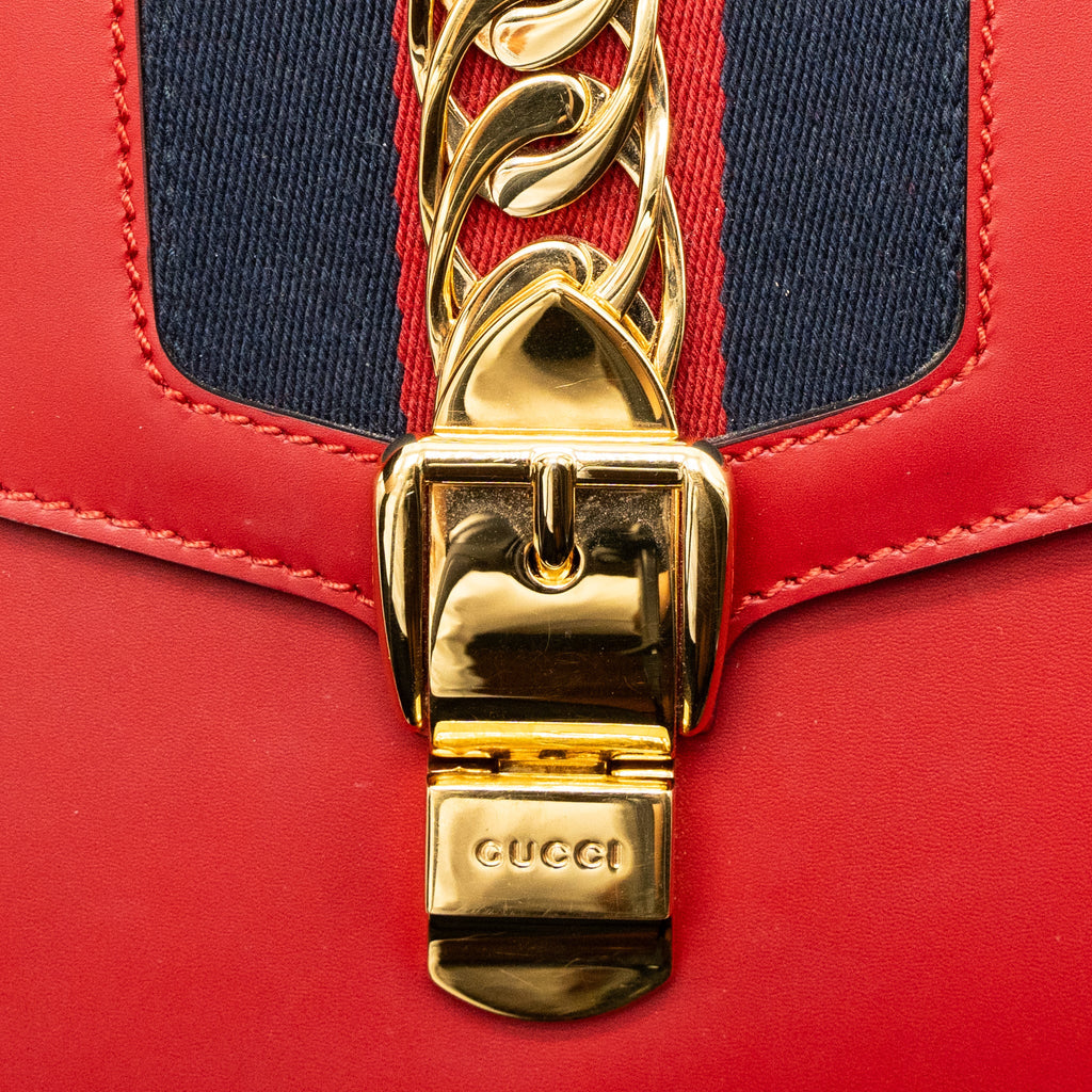 GUCCI SMALL SYLVIE BAG CALFSKIN RED GHW