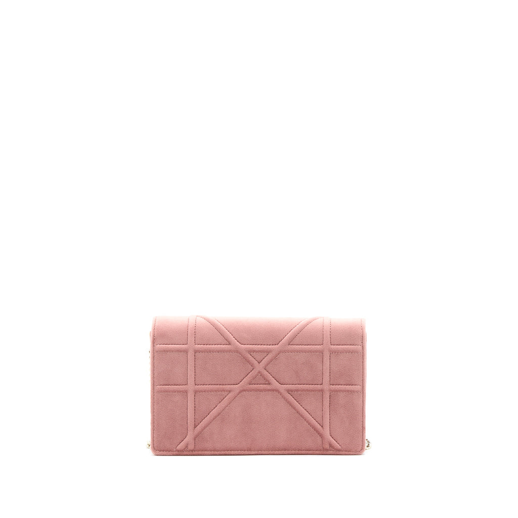 DIOR DIORMA WALLET ON CHAIN VELVET PINK GHW