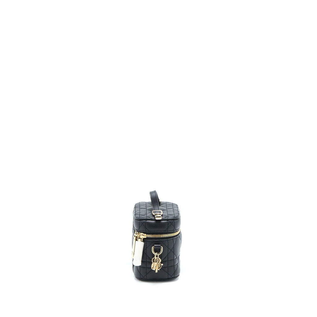 DIOR MICRO LADY DIOR VANITY CASE LAMBSKIN BLACK LGHW