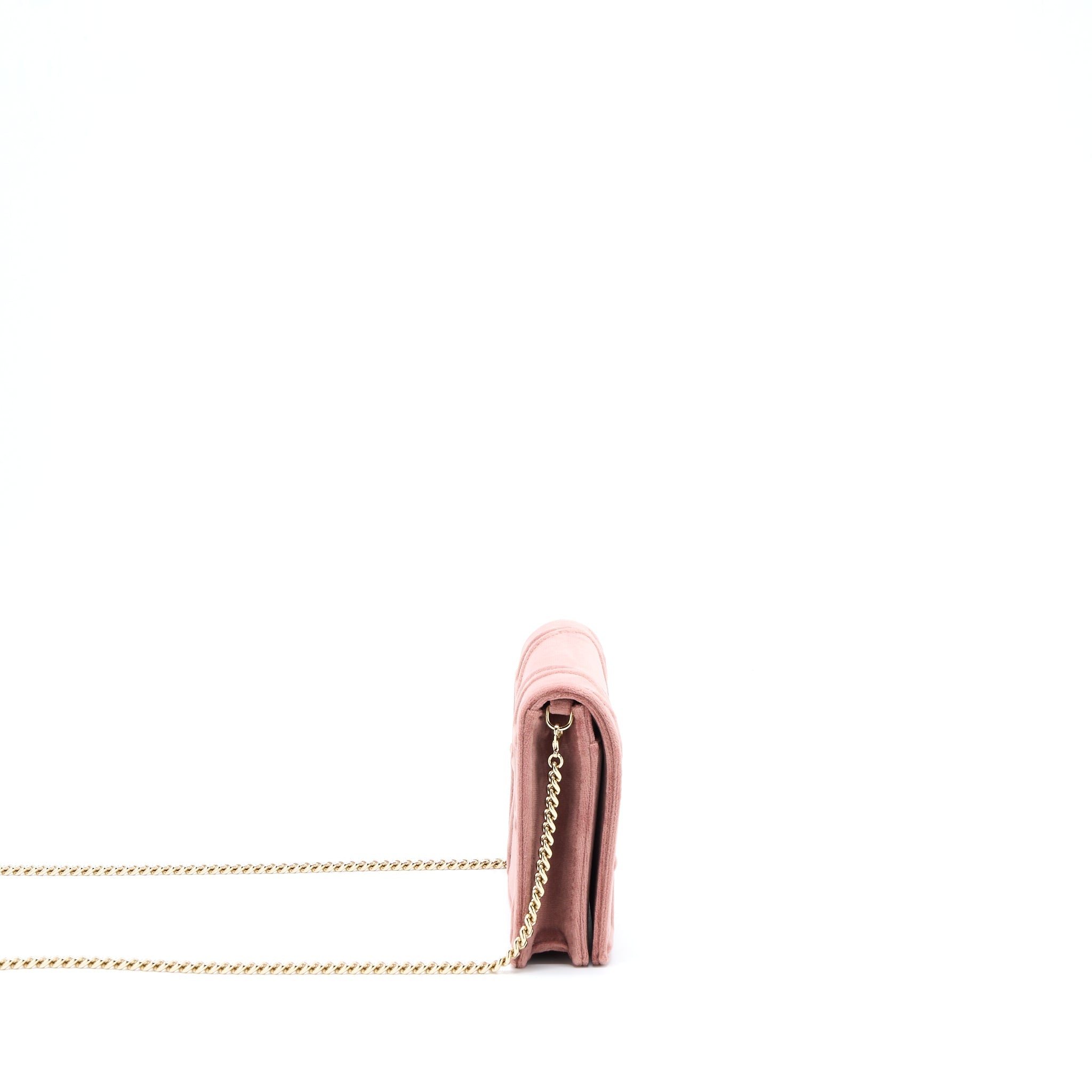 DIOR DIORMA WALLET ON CHAIN VELVET PINK GHW