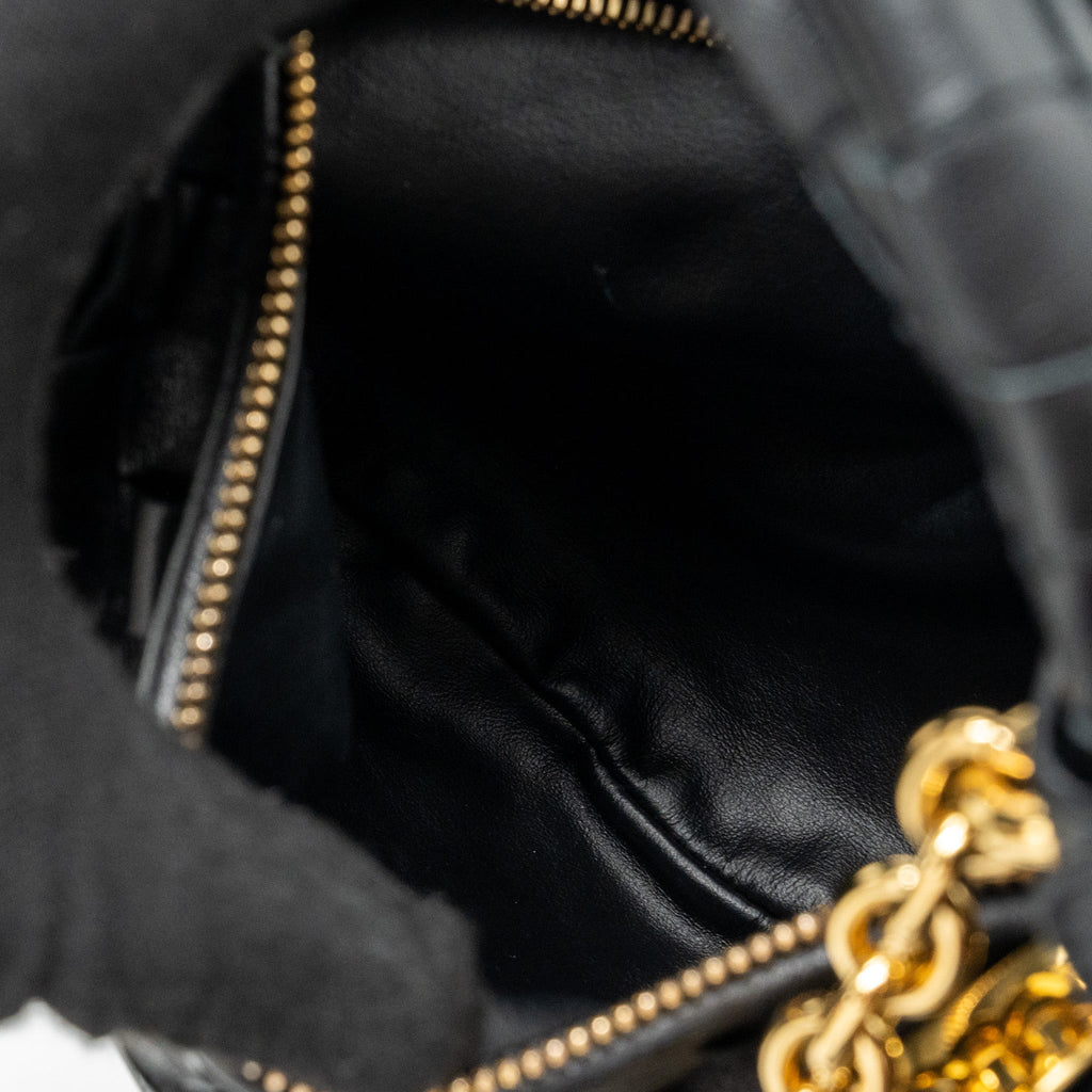 BOTTEGA VENETA MINI JODIE CHAIN BAG LAMBSKIN BLACK GHW