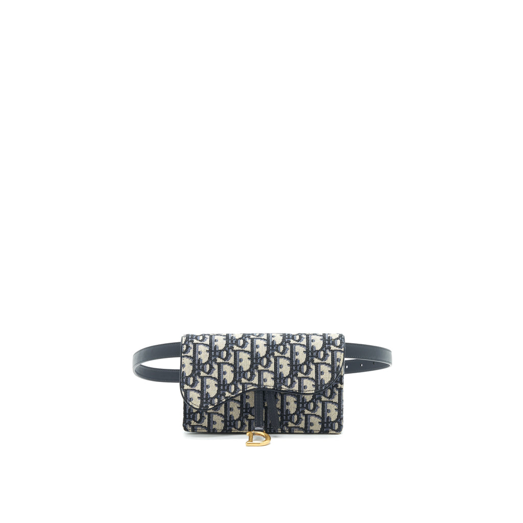 DIOR SADDLE BELT POUCH BLUE OBLIQUE JACQUARD