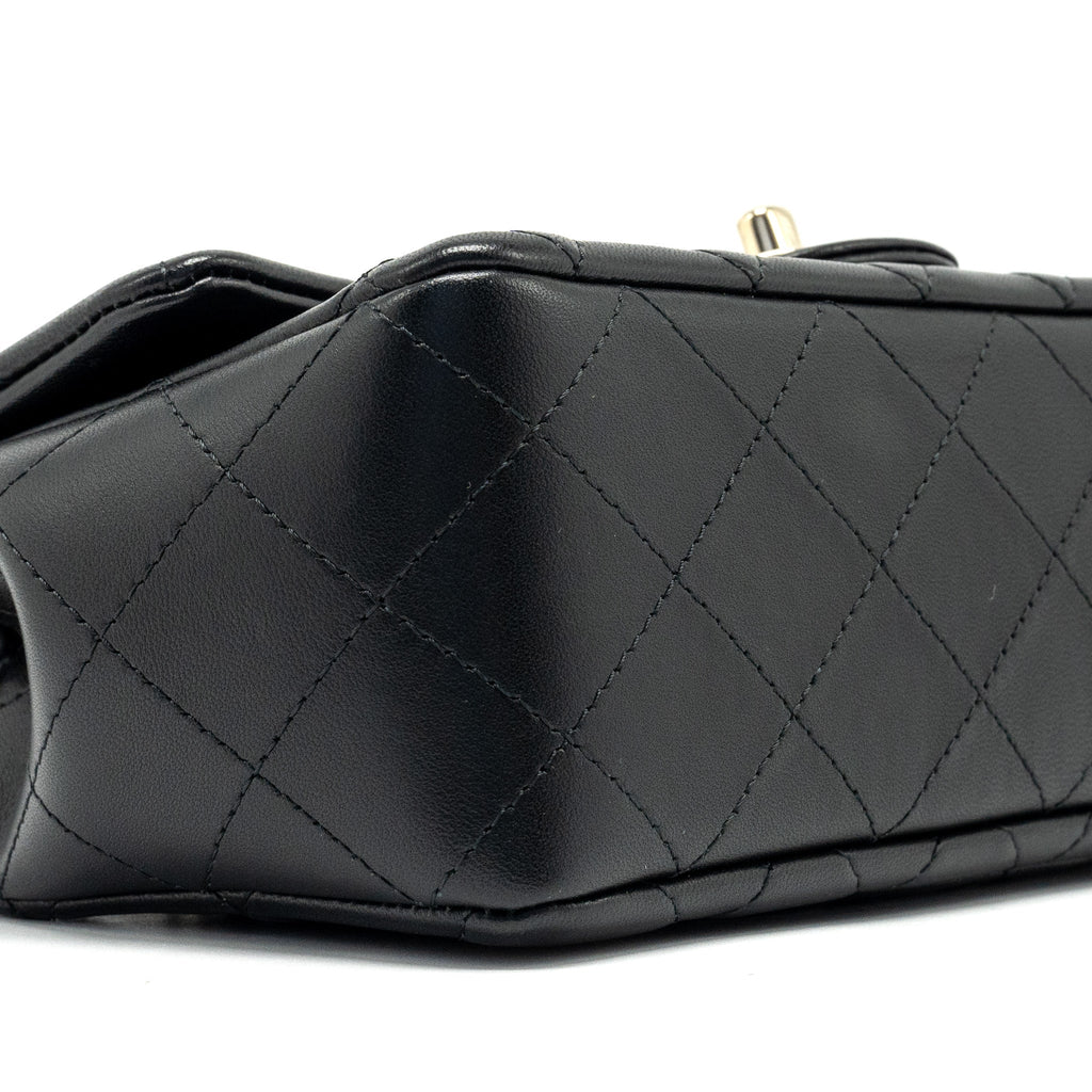 CHANEL MINI RECTANGULAR FLAP BAG LAMBSKIN BLACK LGHW