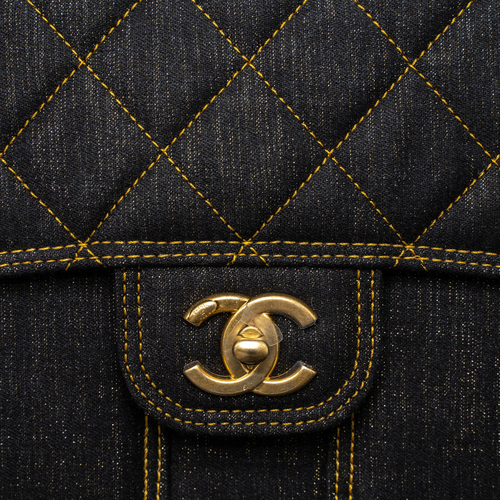 CHANEL 23S FLAP BACKPACK DENIM DARK BLUE BRUSHED GHW (MICROCHIP)