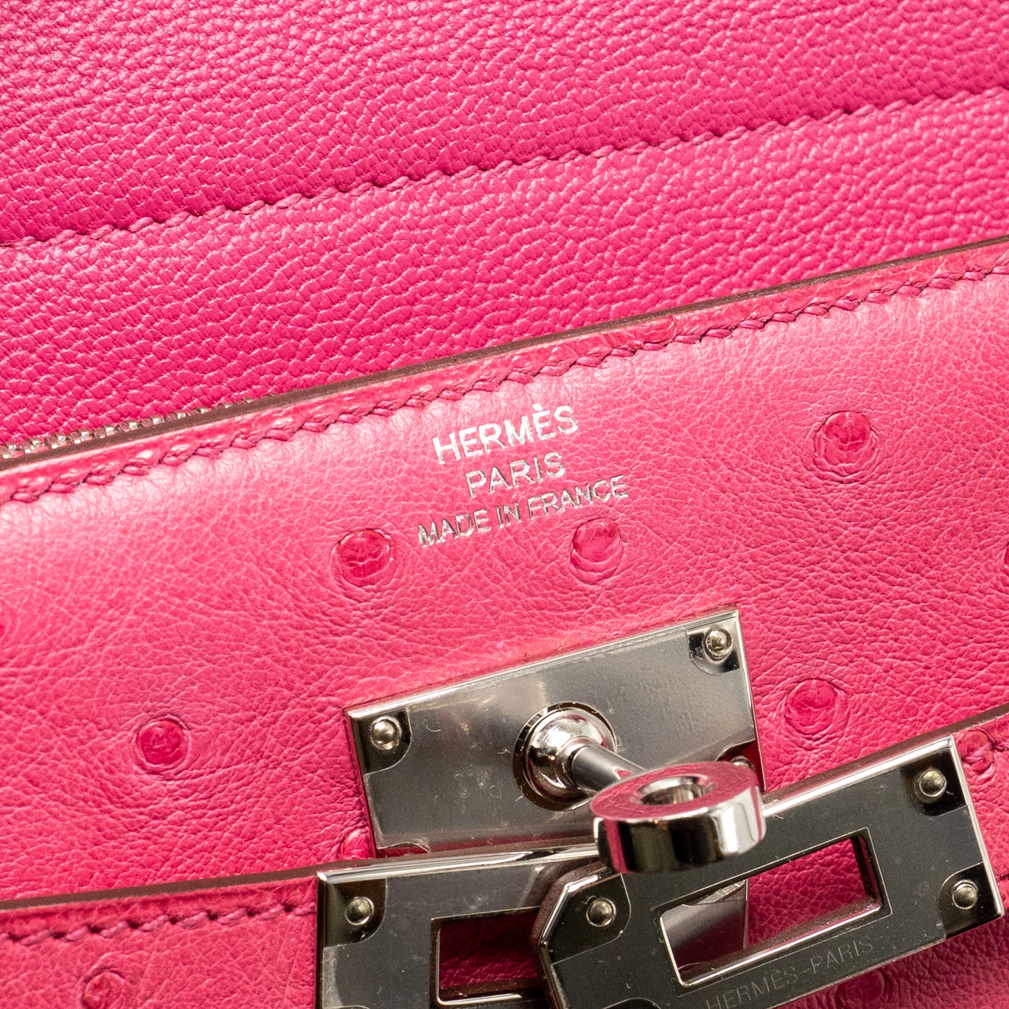 HERMES KELLY COMPACT WALLET OSTRICH ROSE TYRIEN SHW