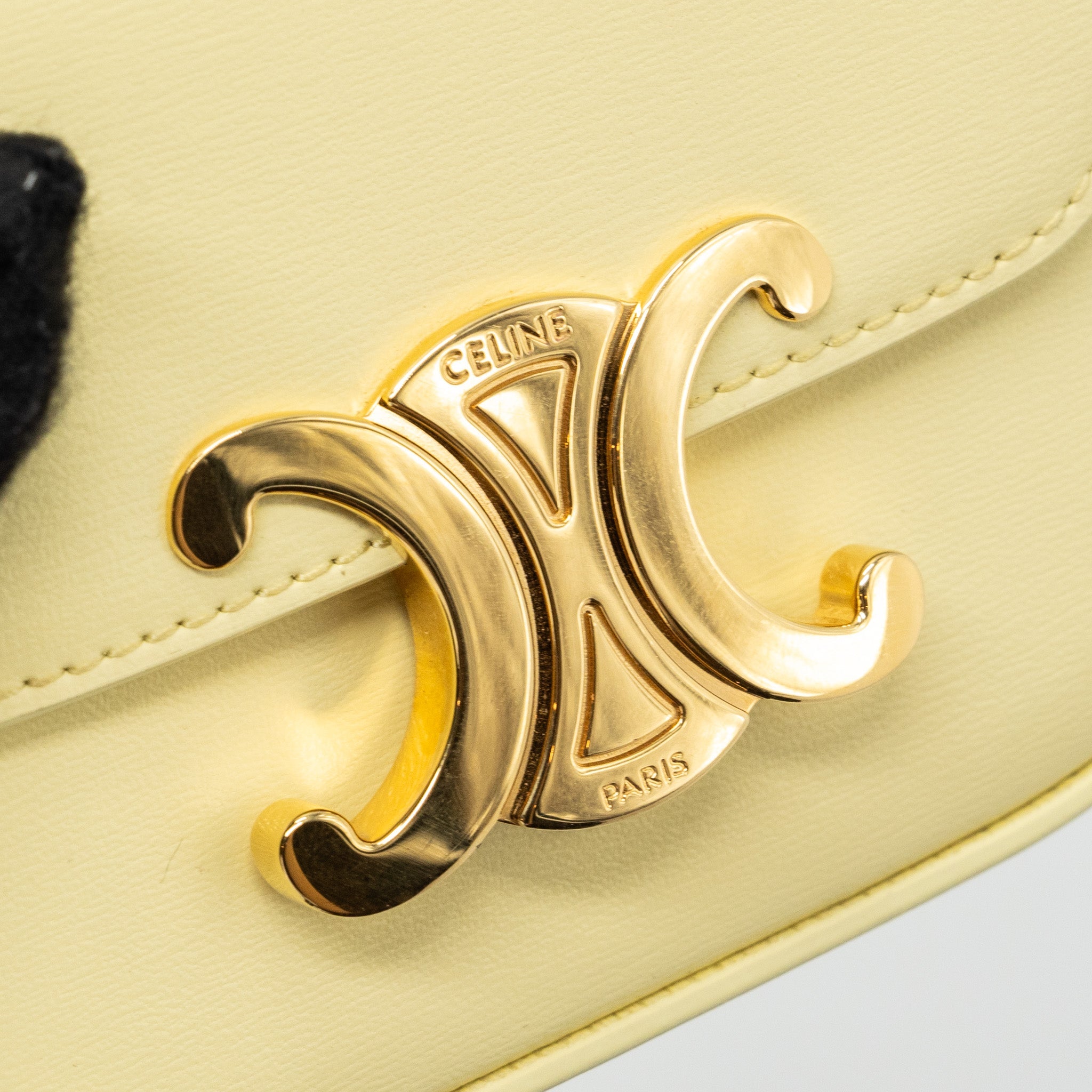 CELINE MINI CLAUDE SHINY CALFSKIN LIGHT YELLOW GHW