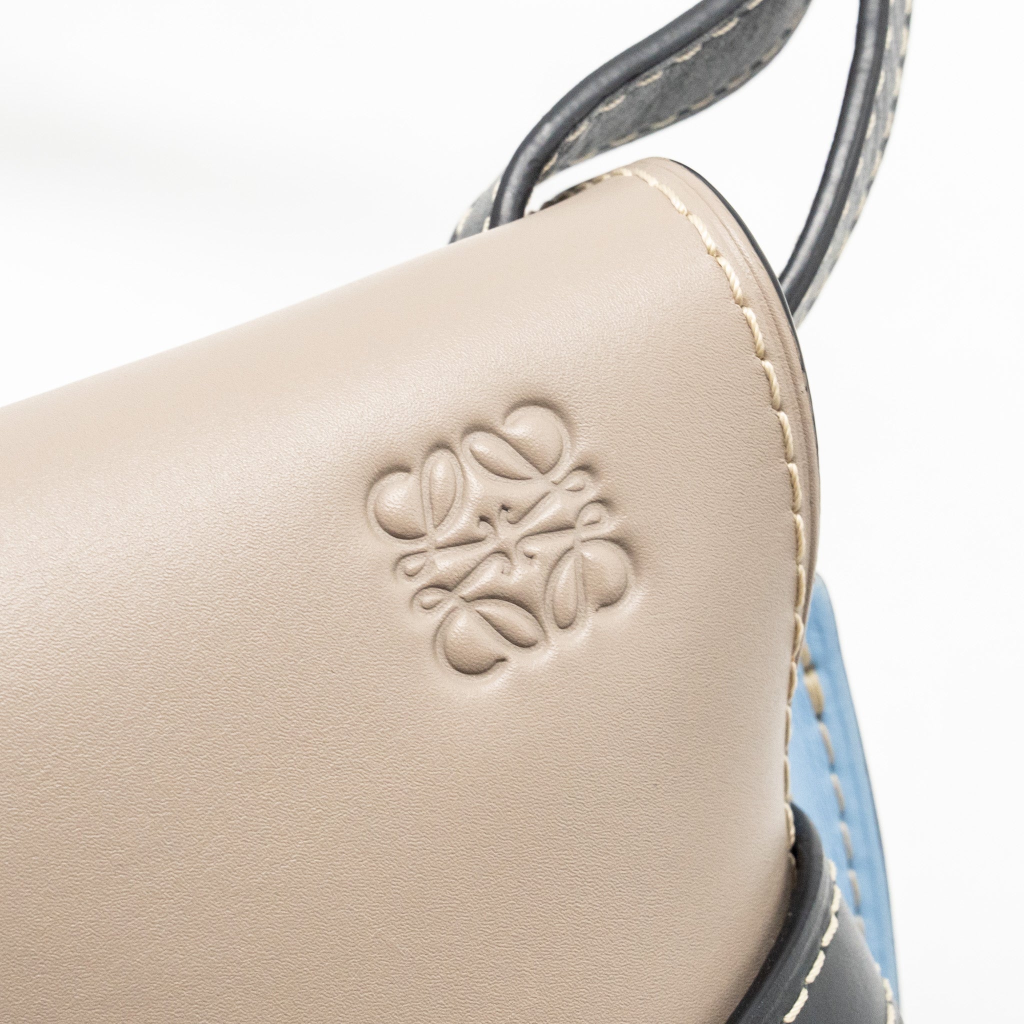 LOEWE SMALL GATE BAG CALFSKIN GREY/BLUE/MULTICOLOUR