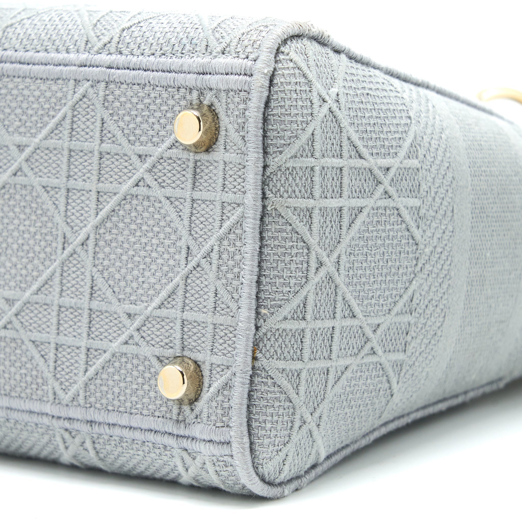 DIOR MEDIUM LADY D-LITE BAG CANNAGE EMBROIDERY GREY LGHW