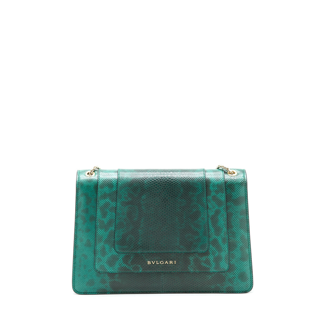 BVLGARI SERPENTI FOREVER SHOULDER BAG FOREST EMERALD GREEN SHINY KARUNG SKIN