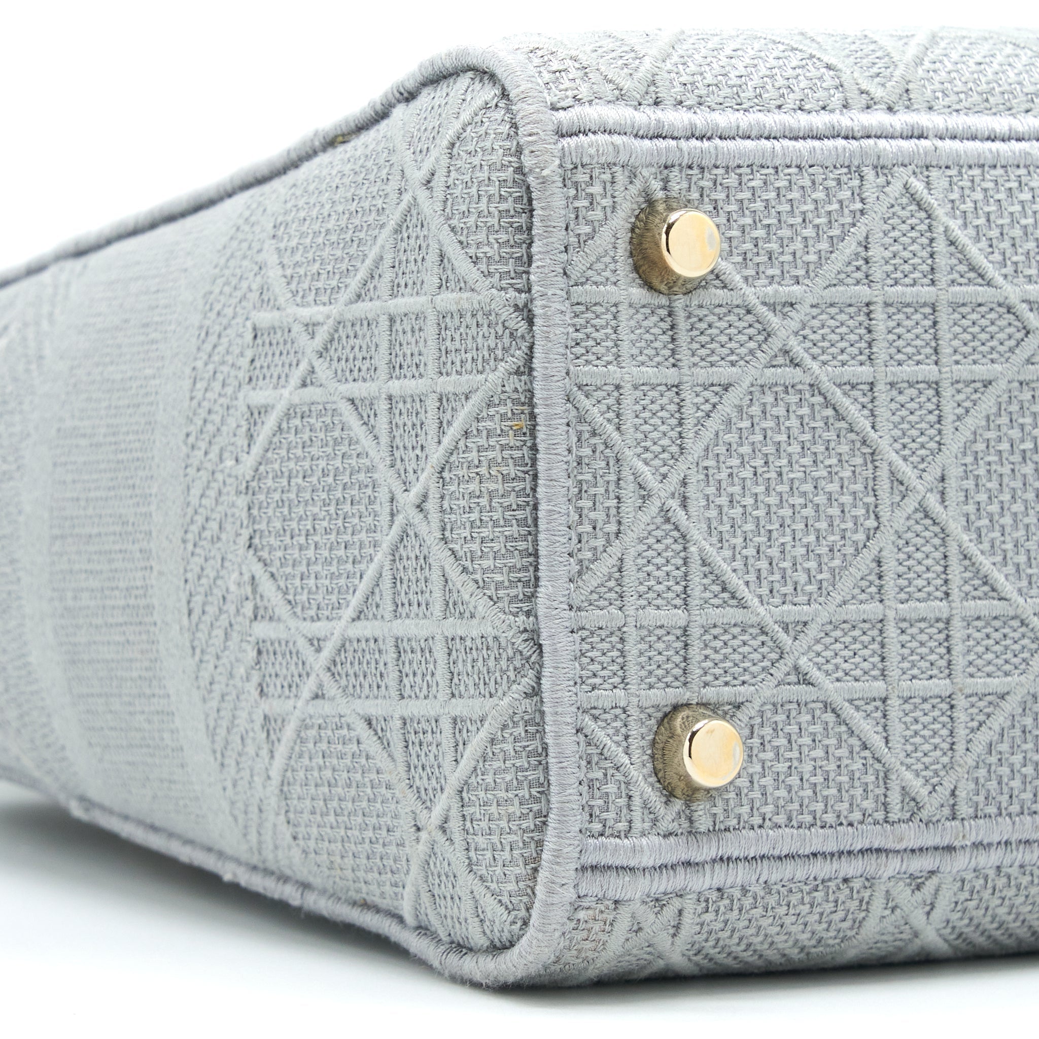 DIOR MEDIUM LADY D-LITE BAG CANNAGE EMBROIDERY GREY LGHW