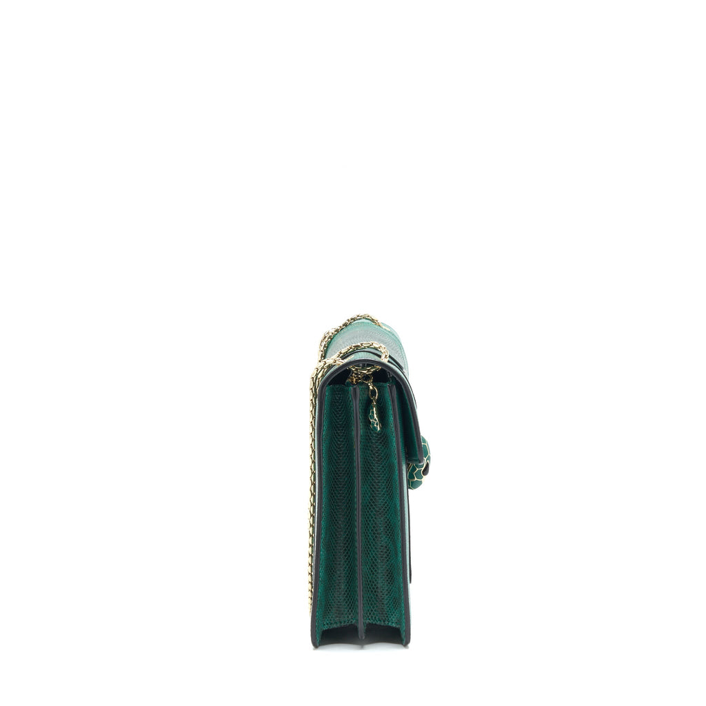 BVLGARI SERPENTI FOREVER SHOULDER BAG FOREST EMERALD GREEN SHINY KARUNG SKIN
