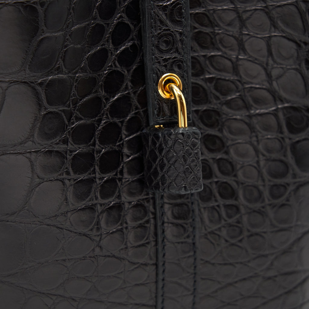 HERMES PICOTIN 18 LOCK BAG ALLIGATOR MATT BLACK GHW