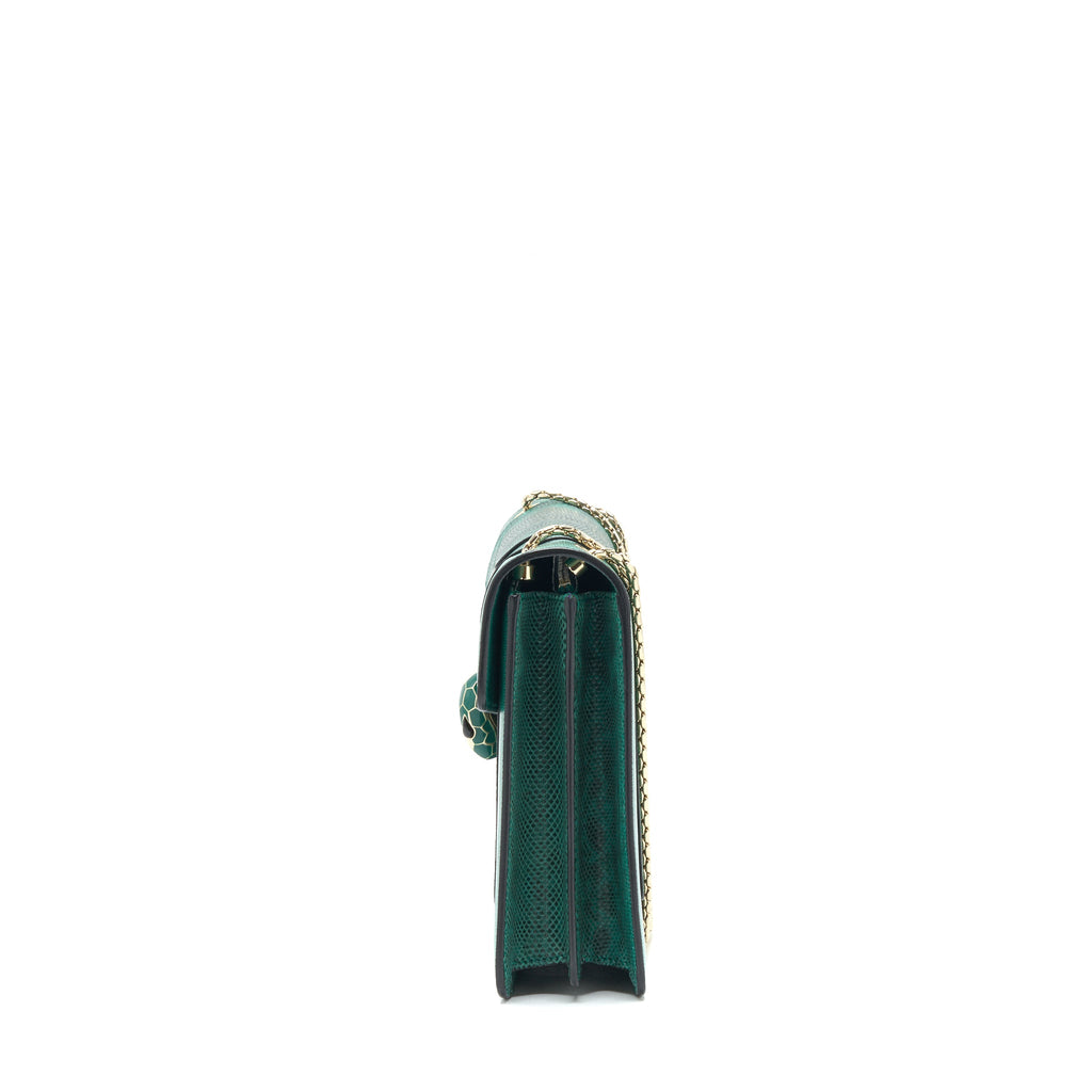 BVLGARI SERPENTI FOREVER SHOULDER BAG FOREST EMERALD GREEN SHINY KARUNG SKIN