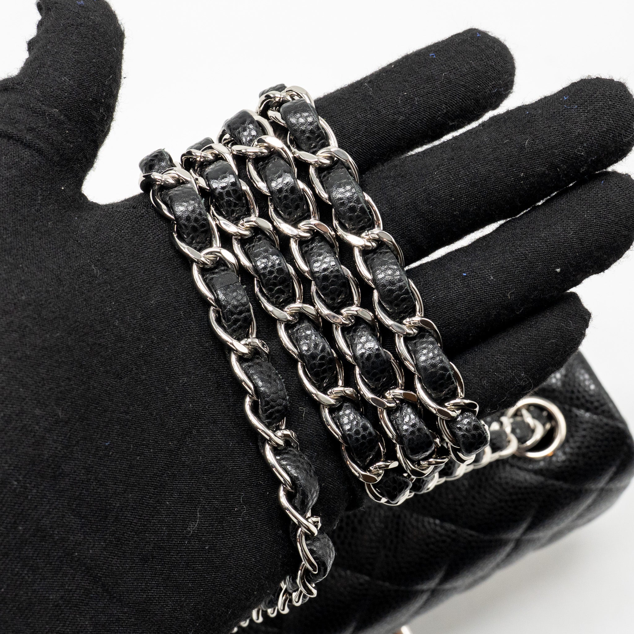 CHANEL MINI RECTANGULAR FLAP BAG CAVIAR BLACK SHW