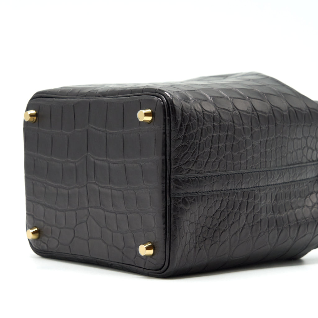 HERMES PICOTIN 18 LOCK BAG ALLIGATOR MATT BLACK GHW