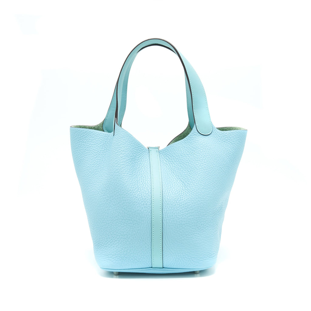 HERMES PICOTIN 22 LOCK BAG BLUE ATOLL SHW