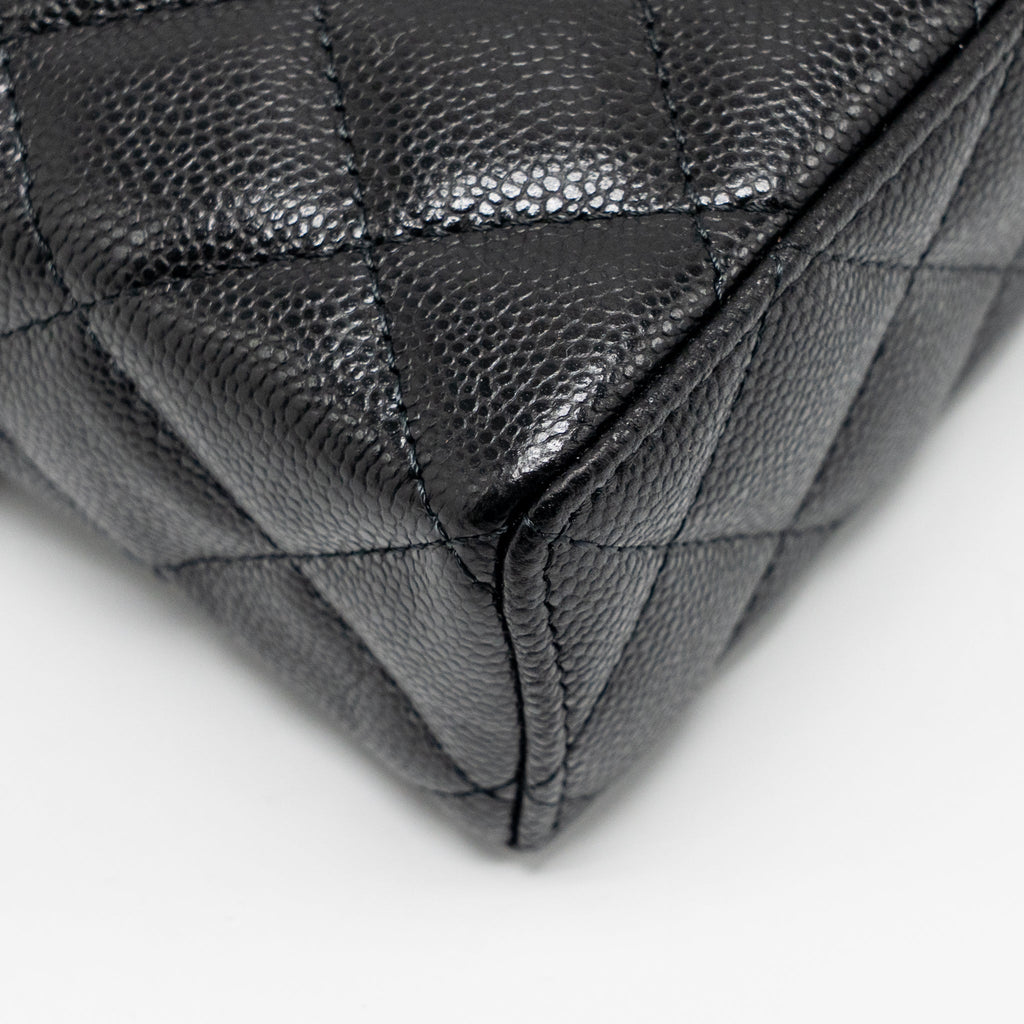 CHANEL 25P CC TOP HANDLE VANITY WITH CHAIN CAVIAR BLACK LGHW (MICROCHIP)