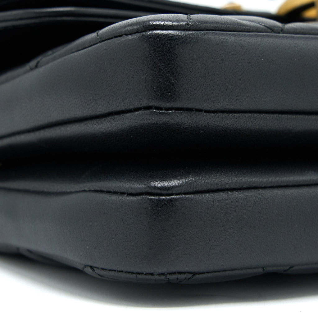 CHANEL SMALL ENAMEL CC FLAP BAG LAMBSKIN BLACK GHW