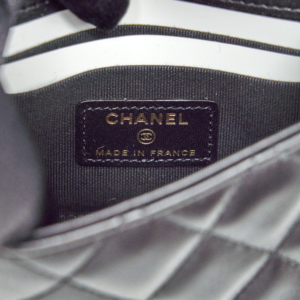 CHANEL 22P TOP HANDLE MINI FLAP BAG WITH CHAIN LAMBSKIN BLACK LGHW