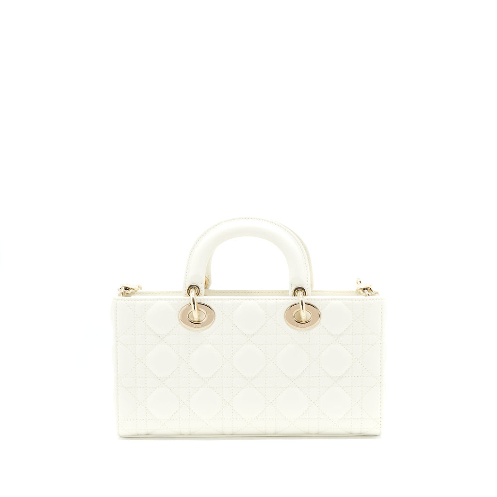 DIOR LADY D-JOY BAG LATTE CANNAGE LAMBSKIN WHITE LGHW