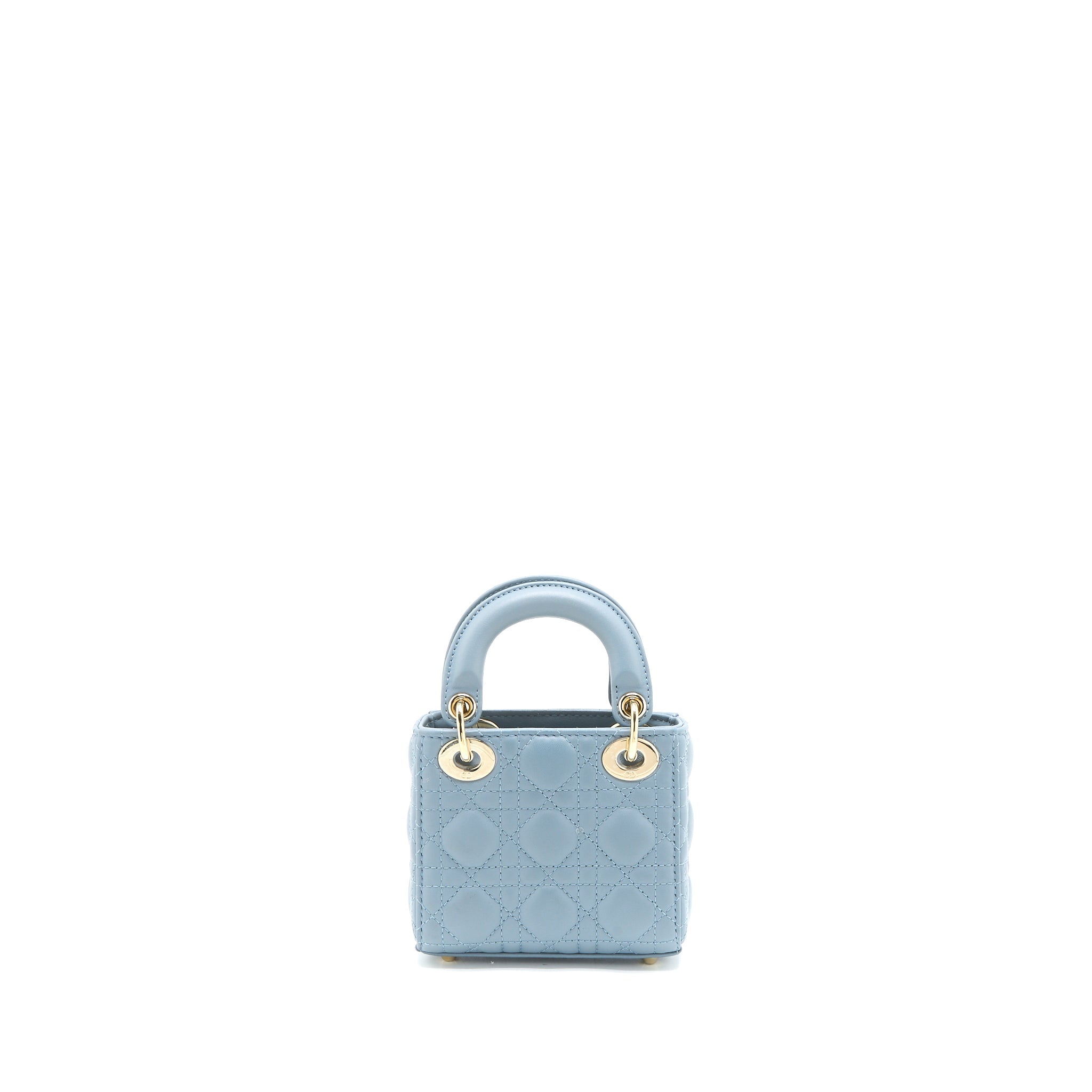 DIOR MICRO LADY DIOR BAG CANNAGE LAMBSKIN CLOUD BLUE LGHW