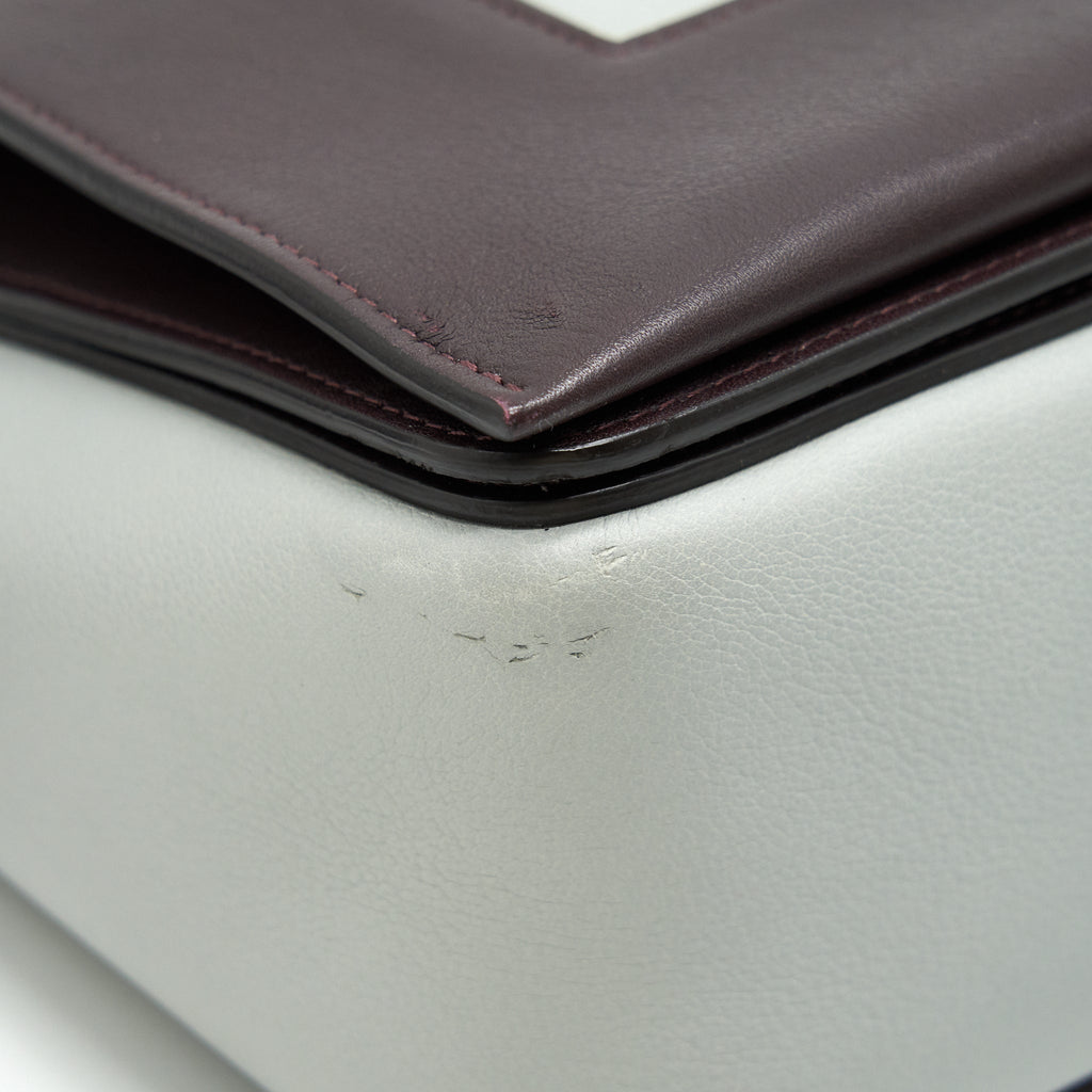CELINE FRAME SHOULDER BAG GREY/ BURGUNDY