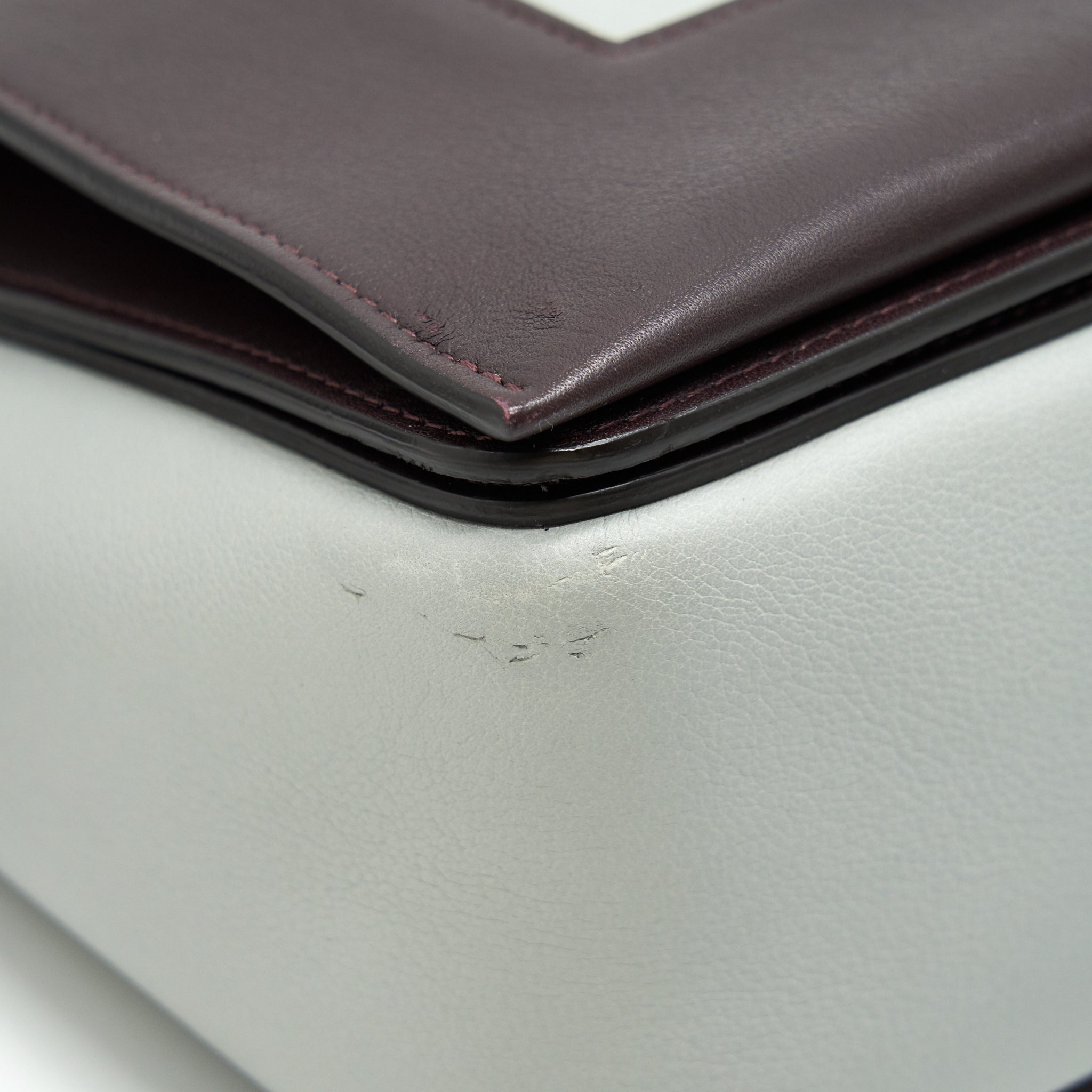 CELINE FRAME SHOULDER BAG GREY/ BURGUNDY