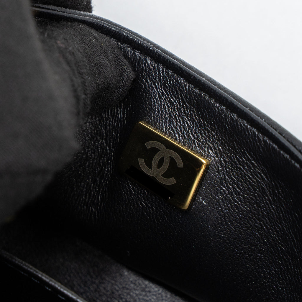 CHANEL SUPER MINI BOY BAG CAVIAR BLACK BRUSHED GHW (MICROCHIP)