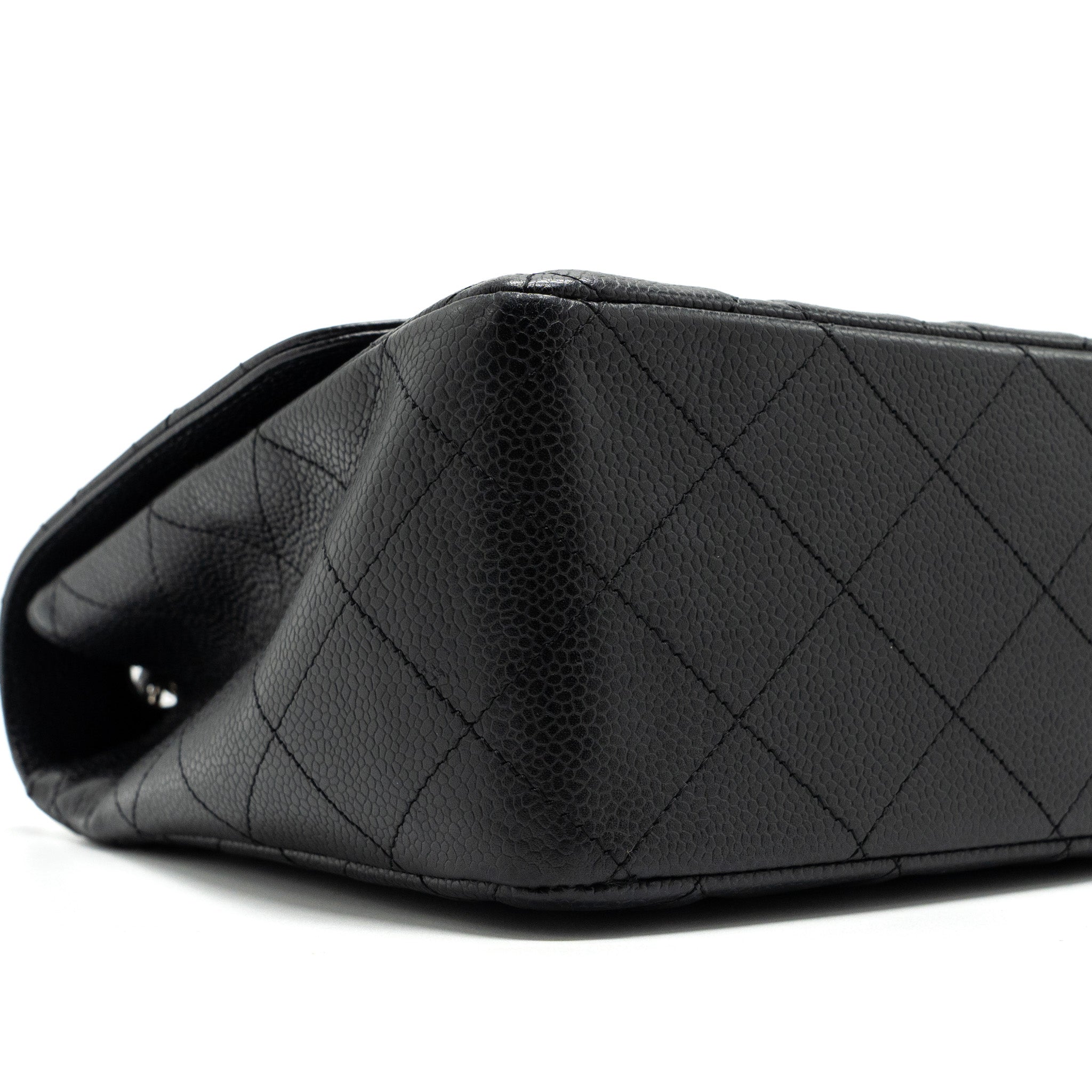 CHANEL JUMBO CLASSIC SINGLE FLAP BAG CAVIAR BLACK SHW