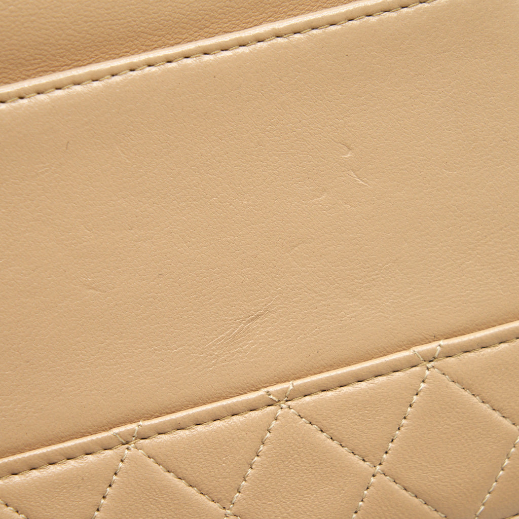 CHANEL VINTAGE SINGLE FLAP BAG CROSS BODY LAMBSKIN BEIGE GHW