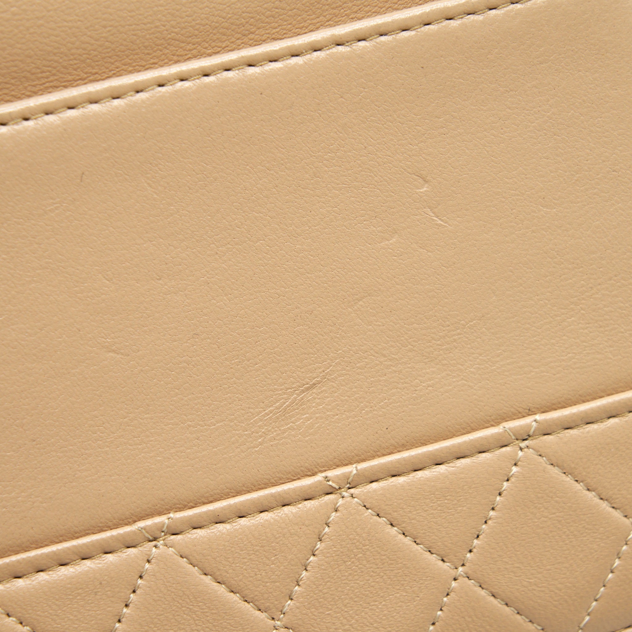 CHANEL VINTAGE SINGLE FLAP BAG CROSS BODY LAMBSKIN BEIGE GHW