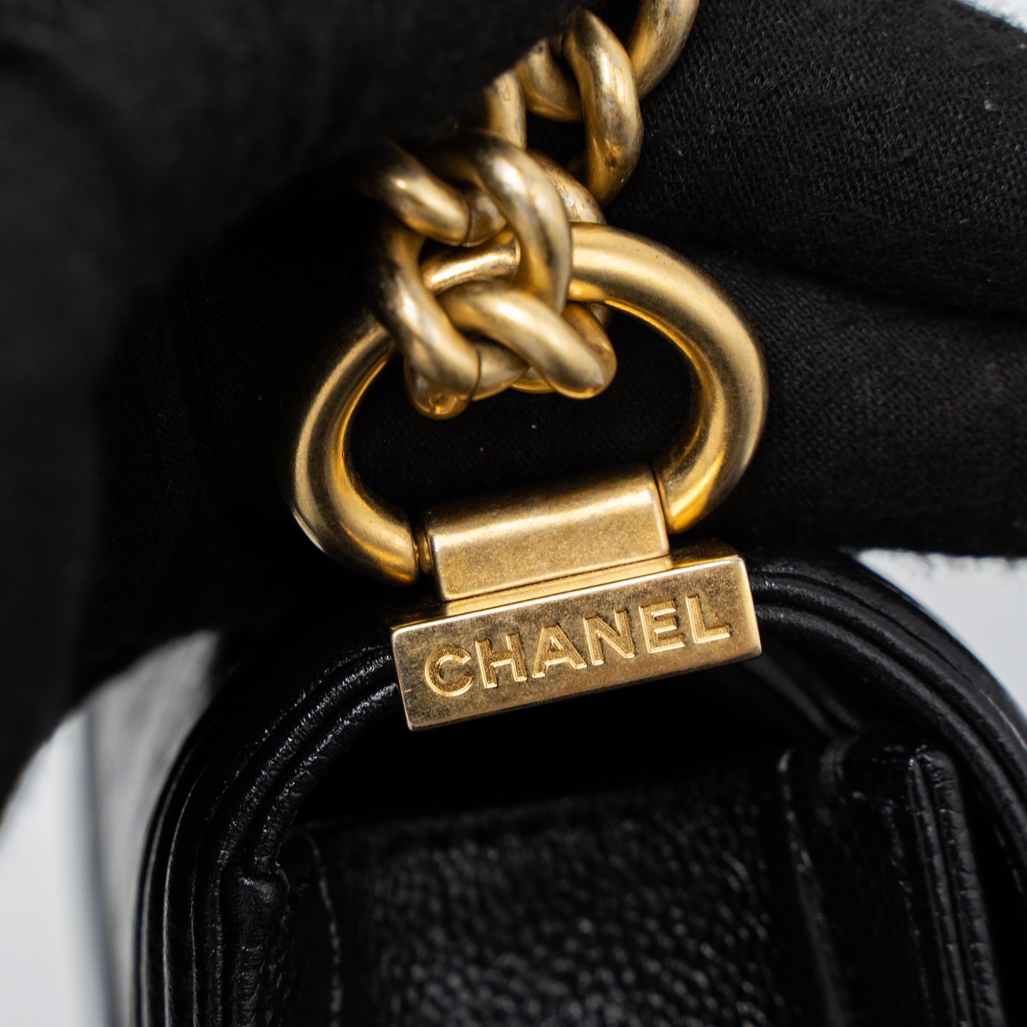 CHANEL SUPER MINI BOY BAG CAVIAR BLACK BRUSHED GHW (MICROCHIP)