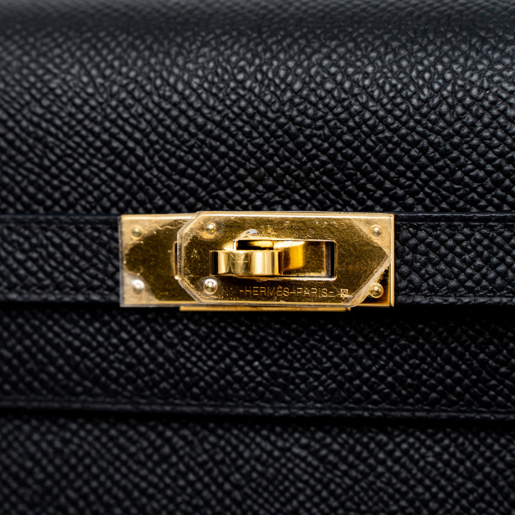 HERMES CLASSIC KELLY TO GO EPSOM BLACK GHW