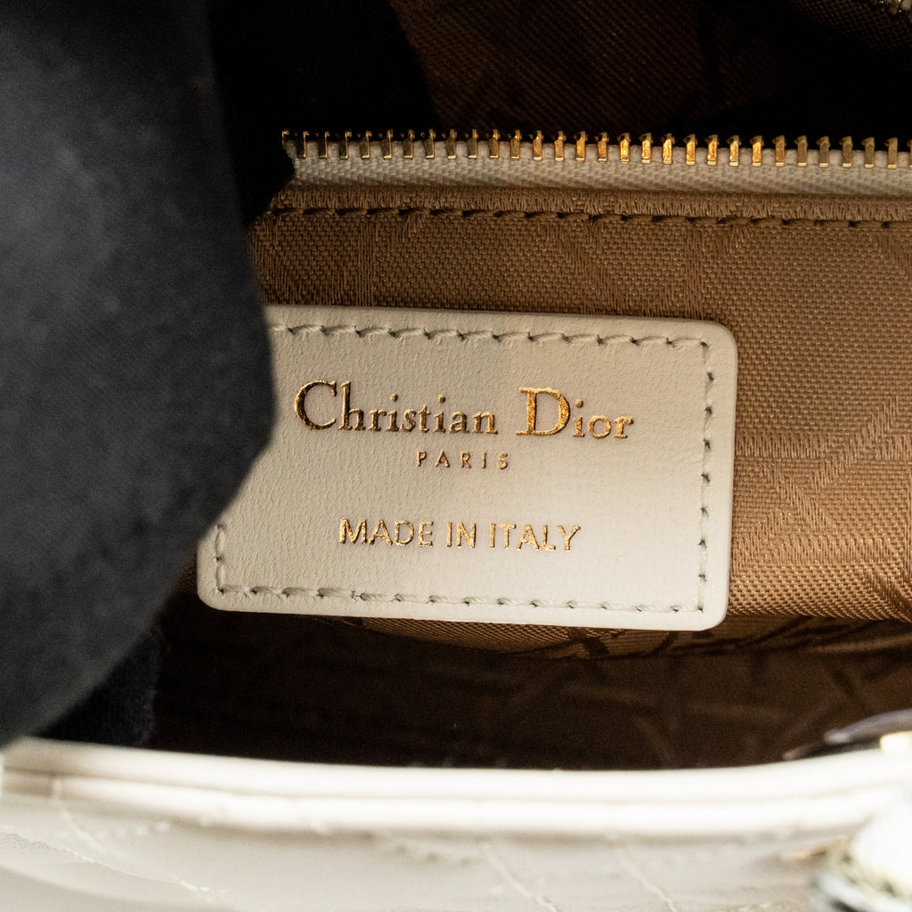 DIOR SMALL LADY DIOR MY ABCDIOR BAG CANNAGE LAMBSKIN WHITE LGHW