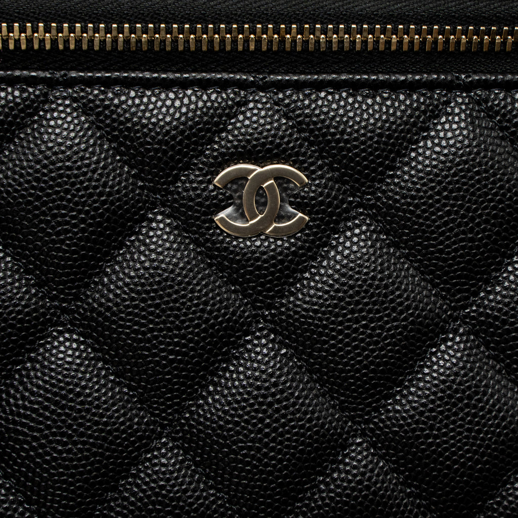 CHANEL LONG VANITY WITH CHAIN CAVIAR BLACK LGHW (MICROCHIP)