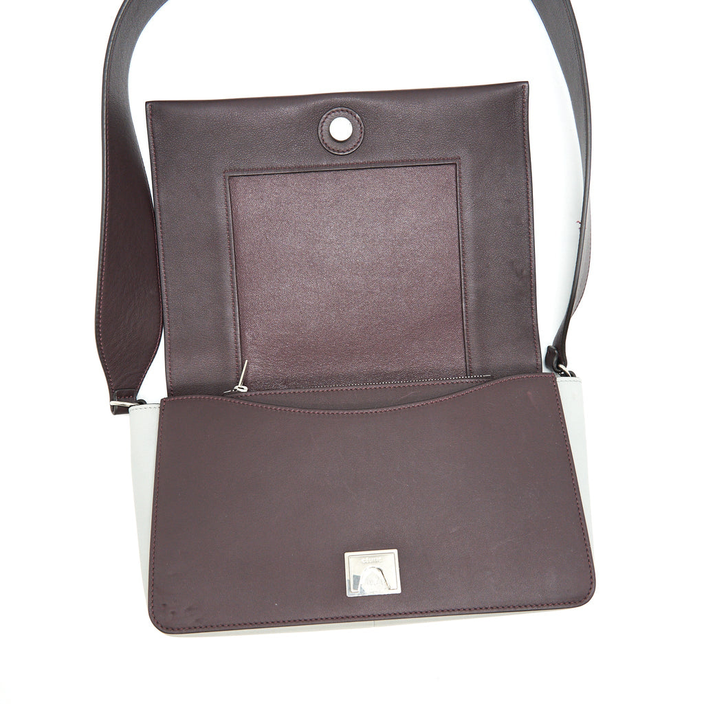 CELINE FRAME SHOULDER BAG GREY/ BURGUNDY