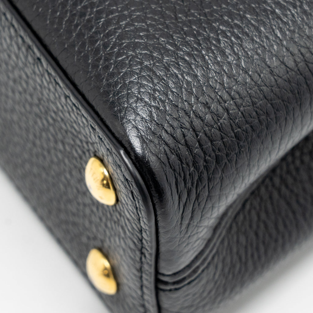 LOUIS VUITTON CAPUCINES MINI TAURILLON BLACK GHW