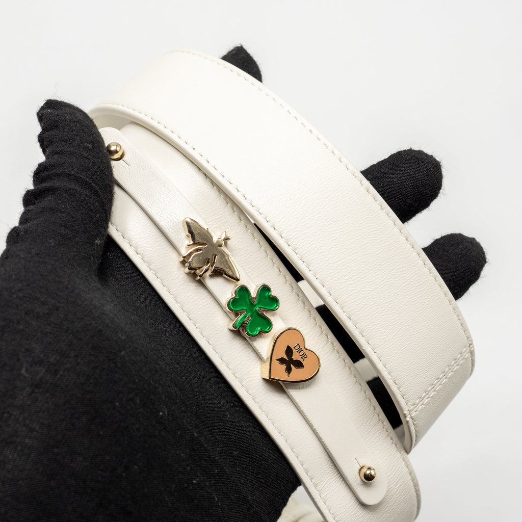 DIOR SMALL LADY DIOR MY ABCDIOR BAG CANNAGE LAMBSKIN WHITE LGHW