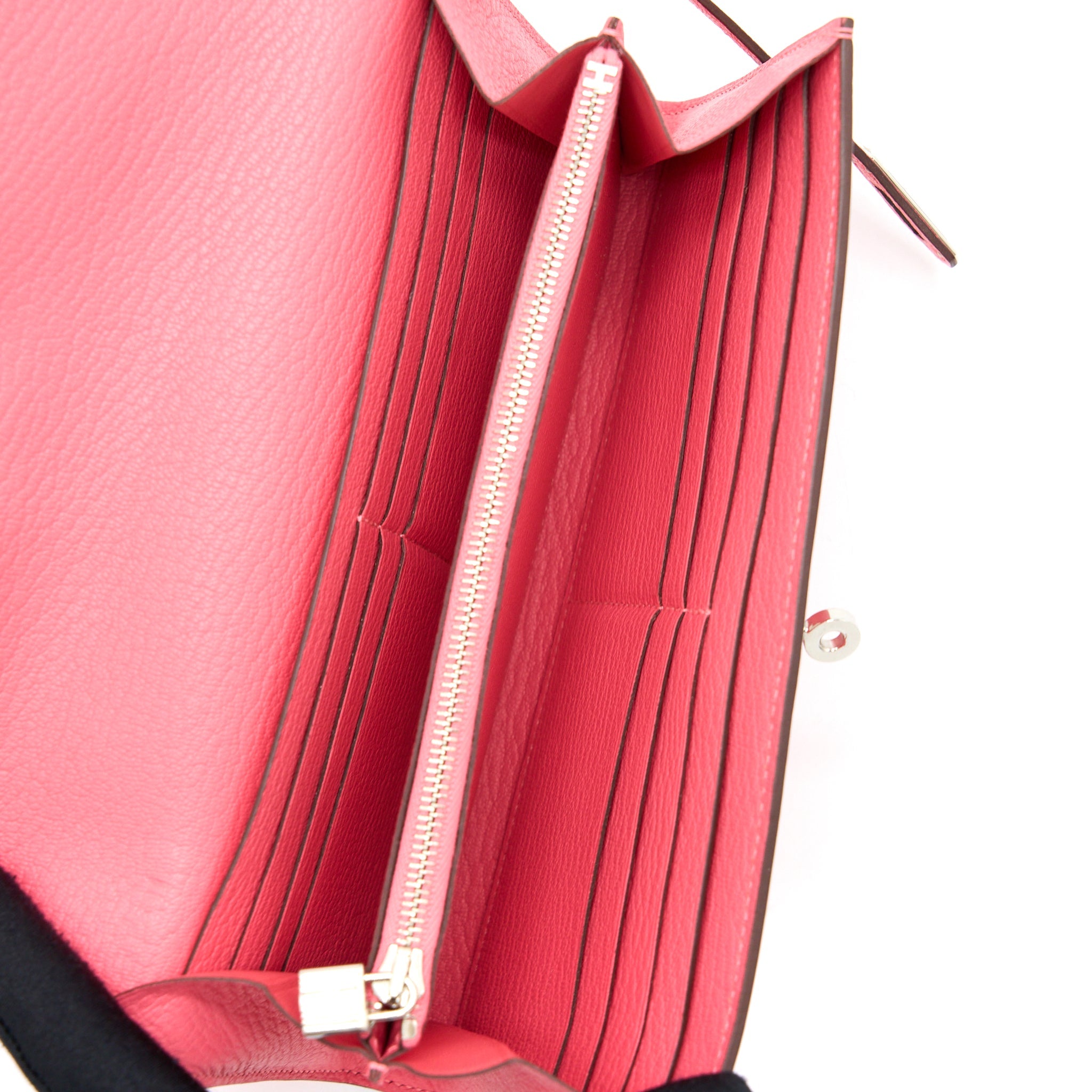 HERMES KELLY LONG WALLET CHEVRE MYSORE PINK SHW