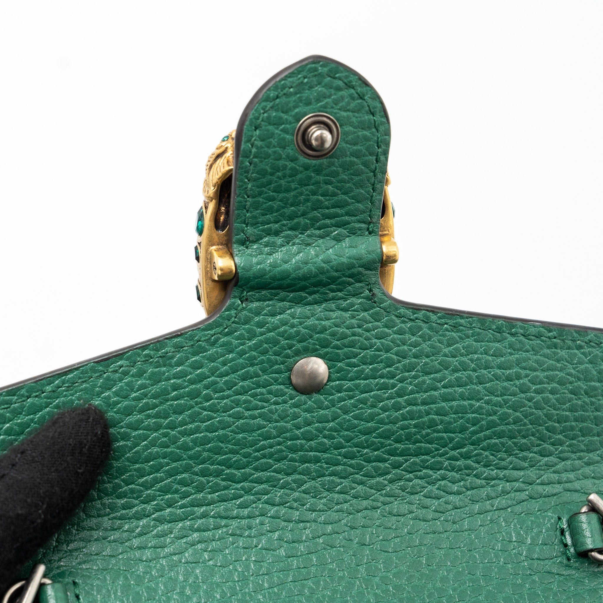 GUCCI DIONYSUS SUPER MINI LEATHER GREEN GHW