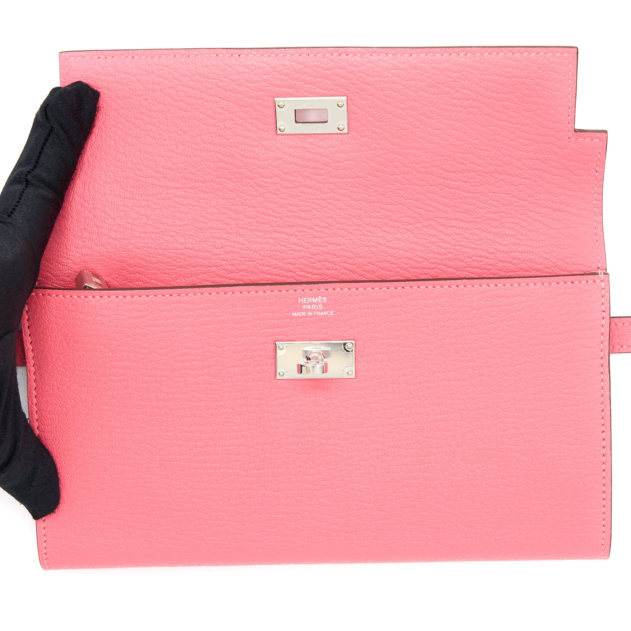 HERMES KELLY LONG WALLET CHEVRE MYSORE PINK SHW